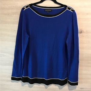 Womens Jones New York Blue ,black &white Sweater/Top
